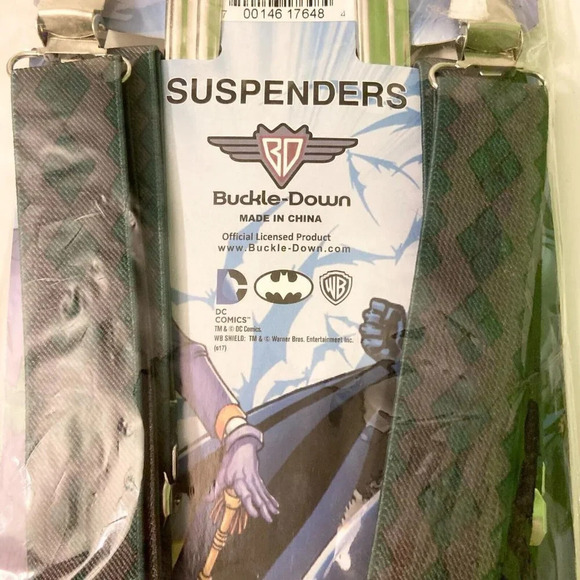 DC Comics Batman Joker Diamonds Grey and Green Buckle Down Suspenders - Picture 9 of 15